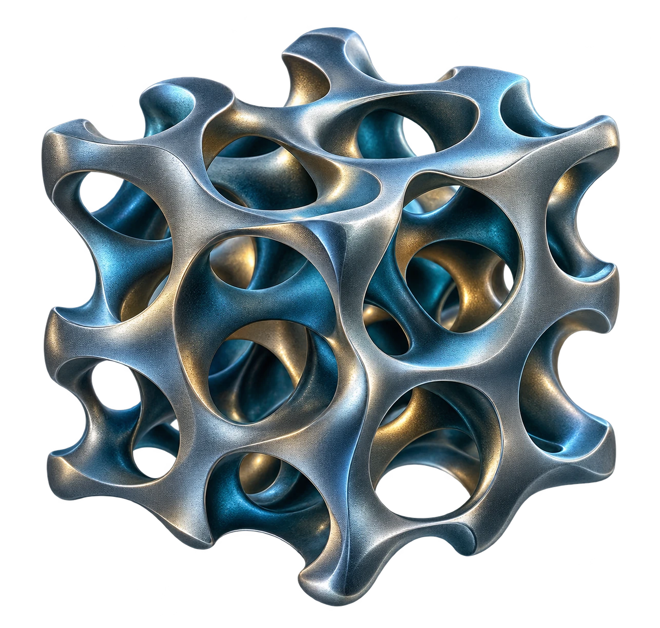Illustrative porous material cutaway showing its surface and internal structure